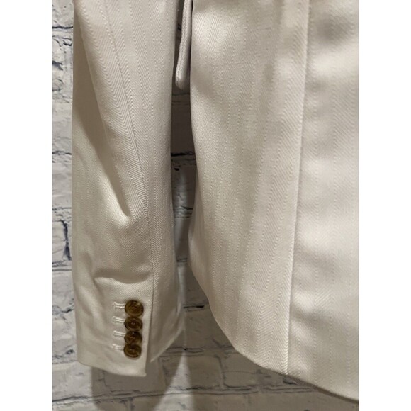 Banana Republic Herringbone Single Button Blazer Off White Rayon Blend Size 8 - Picture 5 of 7